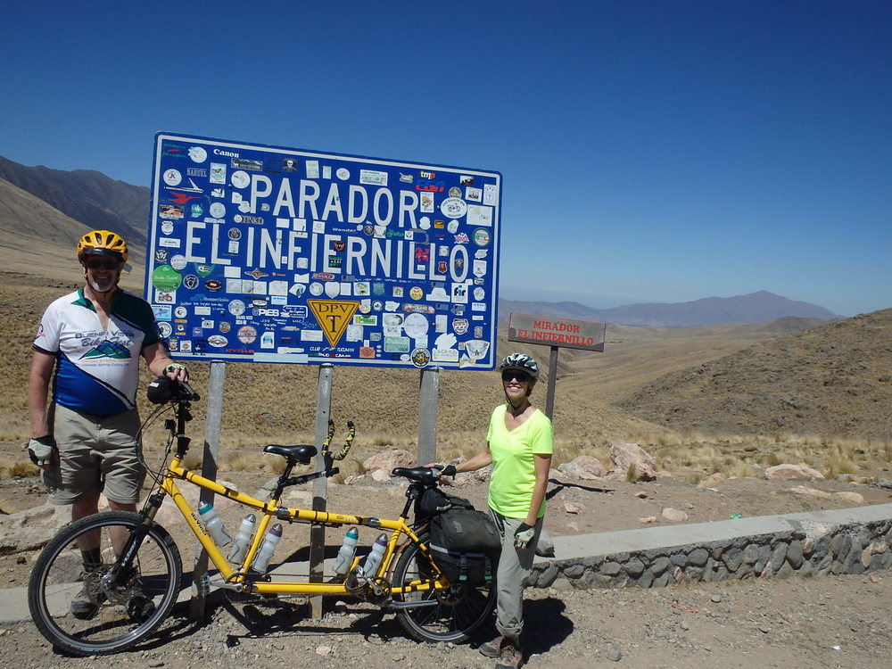 Dennis Struck, Terry Struck, and the Bee at Inferno Pass, 3042m/9980', Argentina.